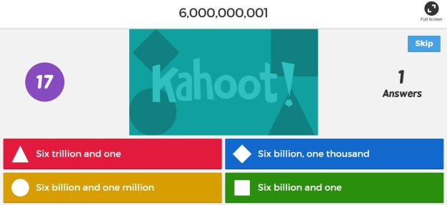 Kahoot game for the classroom